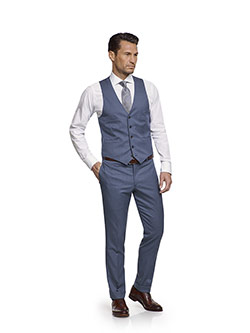 Super 100's Wool - Blue Grid Check