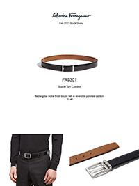 Ferragamo Fall 2017                                                                                                                                                                                                                                       , Rectangular Nickel Calfskin Reversible Belt by Ferragamo