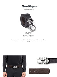 Ferragamo Fall 2017                                                                                                                                                                                                                                       , Gancio Gunmetal Calfskin Reversible Belt by Ferragamo