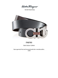 Ferragamo Fall 2017                                                                                                                                                                                                                                       , Gancio Gunmetal Calfskin Reversible Belt by Ferragamo
