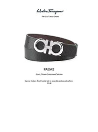 Ferragamo Fall 2017                                                                                                                                                                                                                                       , Gancio Rhodium Calfskin Reversible Belt by Ferragamo