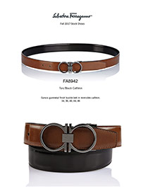 Ferragamo Fall 2017                                                                                                                                                                                                                                       , Gancio Gunmetal Calfskin Reversible Belt by Ferragamo
