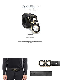 Ferragamo Fall 2017                                                                                                                                                                                                                                       , Gancio Enamel & Gold Calfskin Reversible Belt by Ferragamo