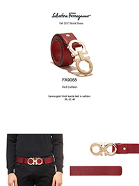 Ferragamo Fall 2017                                                                                                                                                                                                                                       , Gancio Gold Calfskin Reversible Belt by Ferragamo