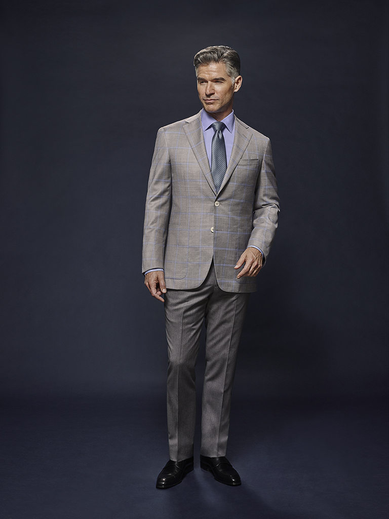 Light Gray with Powder Blue Windowpane - Oxxford Hand Made Bespoke Suit