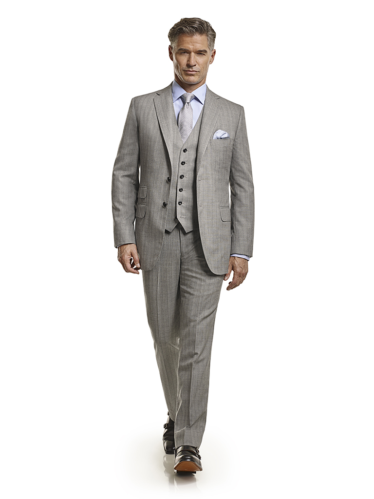 Super 120's Black & White Herringbone Stripe - Custom Men's