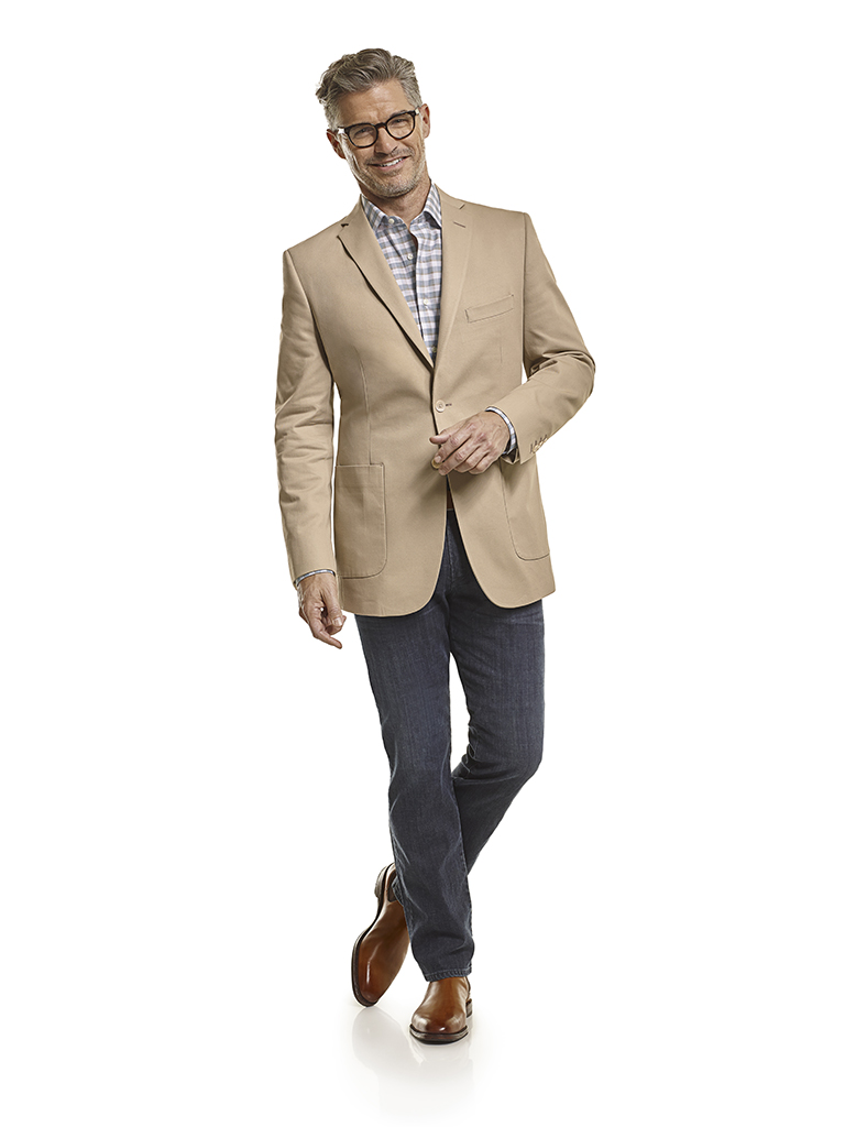 100% Cotton Khaki Plain - Custom Blazer & 34 Heritage Jeans