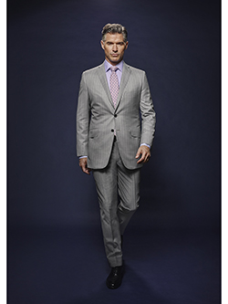 Silver Gray Tonal Asymetric Stripe - Holland & Sherry Dragonfly Supreme - Oxxford Hand Tailored Bespoke Suit
