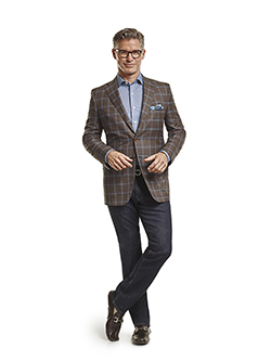 Silk Mahogany & Navy Windowpane Check - Custom Tailored Sport Coat