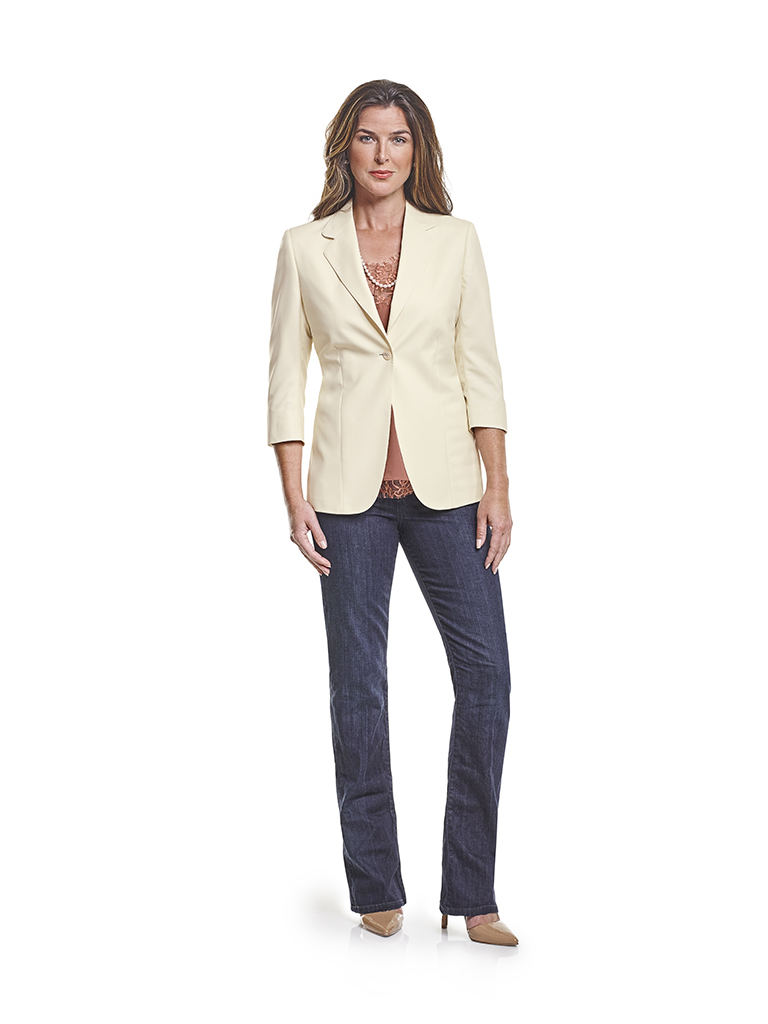 Ladies Custom Suits, Custom Dresses & Custom Skirt Gallery                                                                                                                                                                                                , Super 140's White Solid - H&S Mille Miglia - Custom Jacket & Jeans