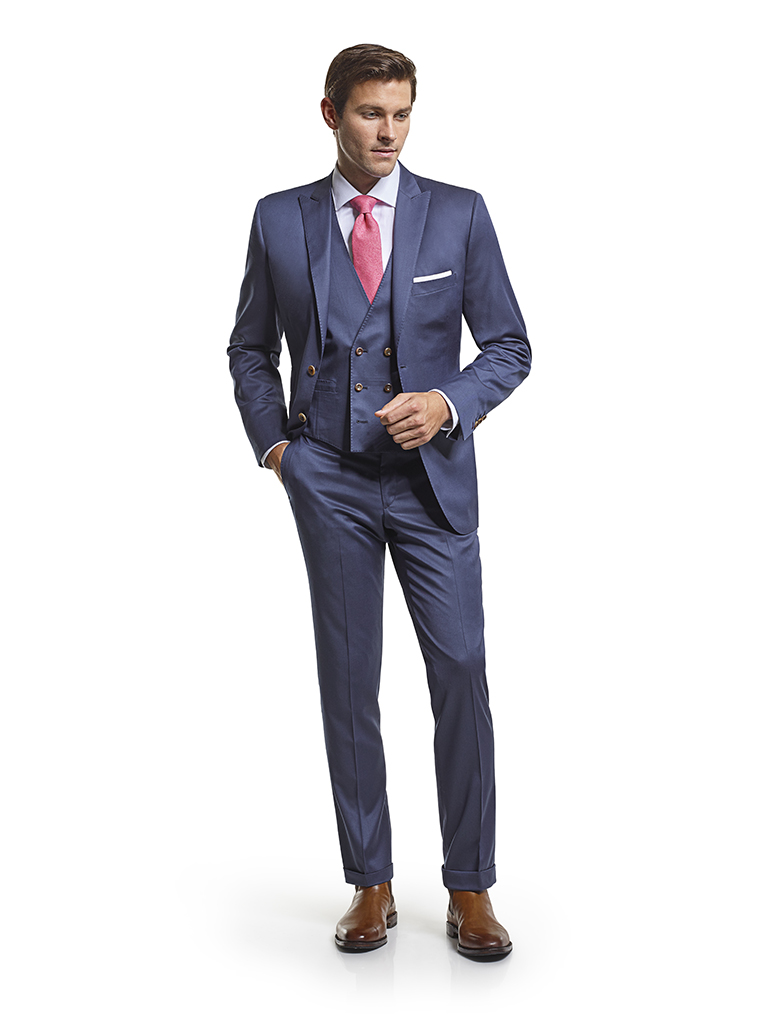 Super 130's French Blue Plain - Platinum Made-To-Measure 3-Piece Suit