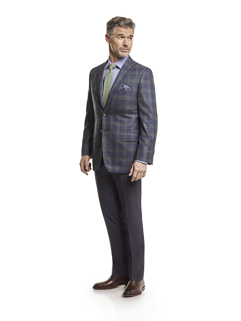 Super 140's Char Blue Plaid - Custom Men's Suit - Made-To-Measure Sports Coat