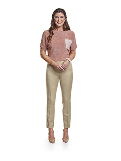 Ladies Custom Suits, Custom Dresses & Custom Skirt Gallery                                                                                                                                                                                                , Super 140's  Light Tan Gabardine - Custom Ladies Pant & Day Birger Top