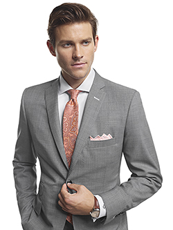 Men's Modern Custom Suit Gallery                                                                                                                                                                                                                          , Super 140's Gray Sharkskin - H&S Mille Miglia - Made-To-Measure Suit