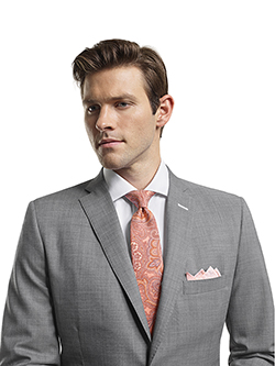 Men's Modern Custom Suit Gallery                                                                                                                                                                                                                          , Super 140's Gray Sharkskin - H&S Mille Miglia - Custom Made Suit