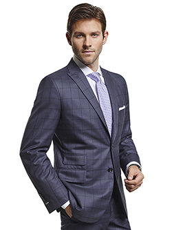 Men's Modern Custom Suit Gallery                                                                                                                                                                                                                          , Super 140's Navy Windowpane - Custom Suit