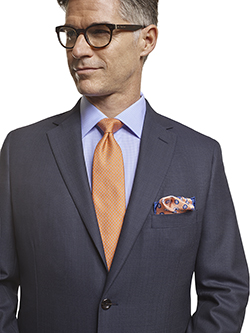 Men's Tradition Custom Suit Gallery                                                                                                                                                                                                                       , Super 140's Blue Birdseye - H&S Mille Miglia - Custom Tailored Suit