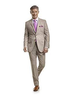 Men's Tradition Custom Suit Gallery                                                                                                                                                                                                                       , Super 120's Light Tan Plaid - Custom Men's Suit