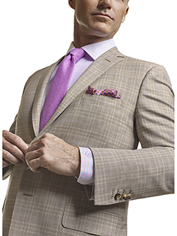 Men's Tradition Custom Suit Gallery                                                                                                                                                                                                                       , Super 120's Light Tan Plaid - Made-To-Measure Men's Suit