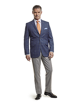 Men's Tradition Custom Suit Gallery                                                                                                                                                                                                                       , Super 100's Blue Plaid - Custom Men's Sport Coat & Custom Trousers