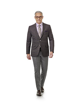 Custom Charcoal Gray Fancy Plaid Suit