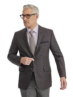 Custom Charcoal Gray Fancy Plaid Suit