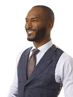 Super 140's - Blue Gray Plaid