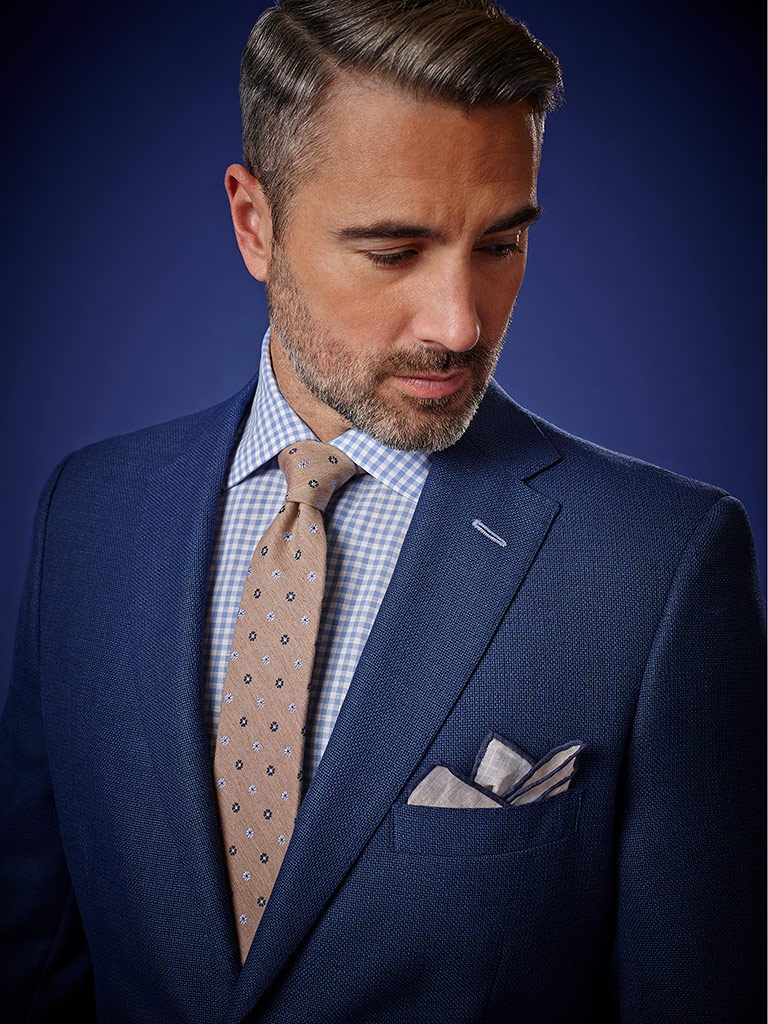 100% Wool - Blue Plain Holland & Sherry Mesh Blazers