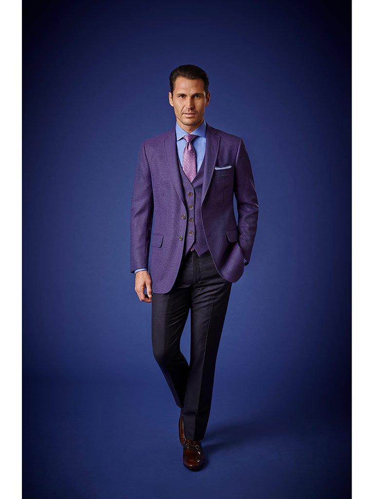 100% Wool - Purple Plain Holland & Sherry Mesh Blazers