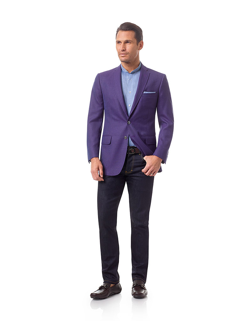 100% Wool - Purple Plain Holland & Sherry Mesh Blazers