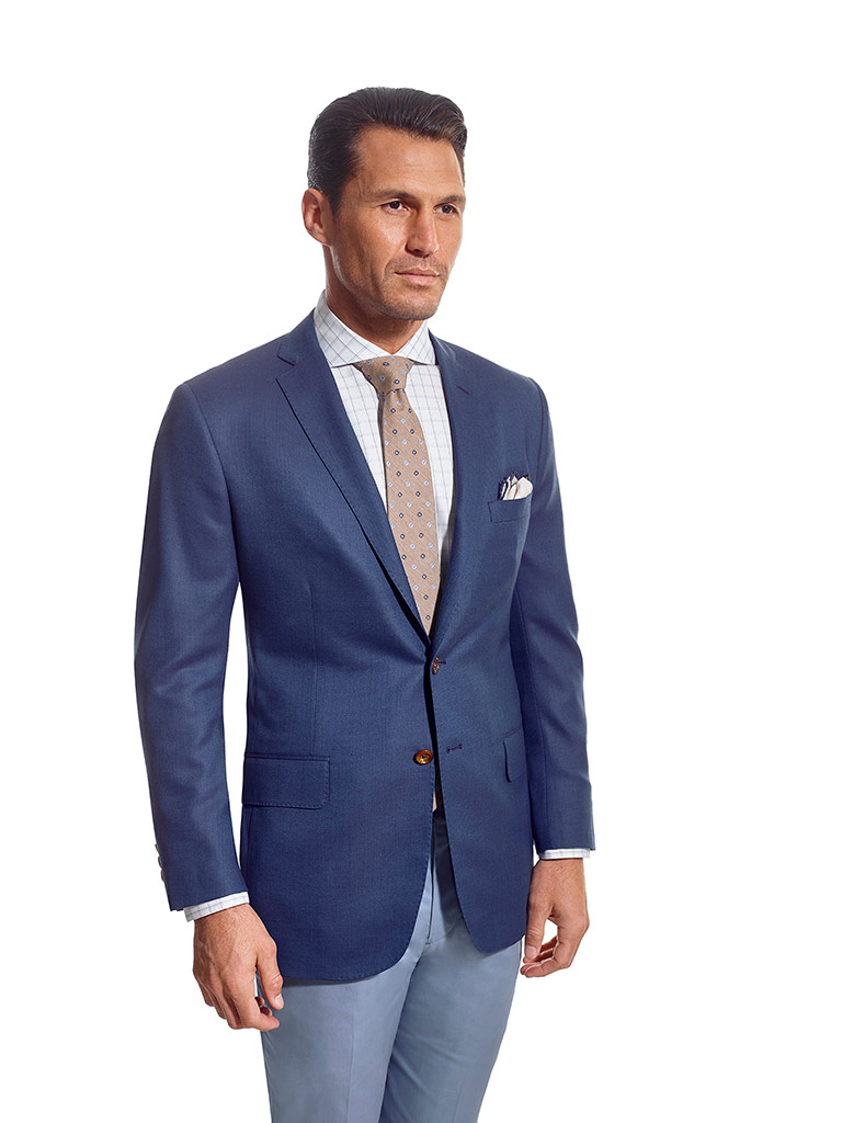 Super 120's Wool - Blue Fancy Weave | Tom James Company