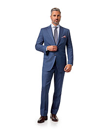 Custom Super 120's Wool - Bright Blue Herringbone
