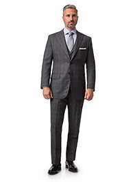 Custom Super 140's Wool - Gray Plaid