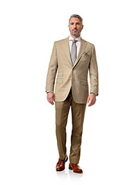 Custom Super 120's Wool Light - Light Tan Windowpane