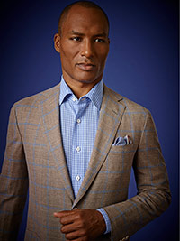 Custom 60% Wool, 20% Silk, 20% Flax - Brown Windowpane