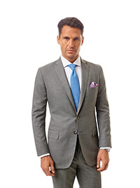 Custom Super 120's Wool - Light Gray Multi Stripe