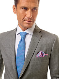 Custom Super 120's Wool - Light Gray Multi Stripe