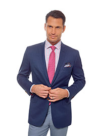 Custom Super 120's Wool - Blue Fancy Weave
