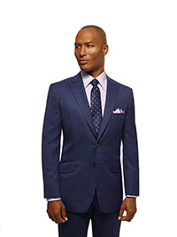 Custom Super 120's Wool - Navy Fancy Stripe