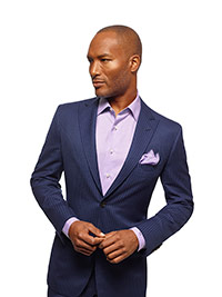 Custom Super 120's Wool - Navy Fancy Stripe