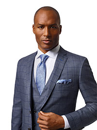Custom Super 140's Wool - Blue Windowpane