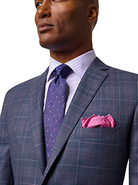 Custom Super 120's Wool - Slate Blue Plaid