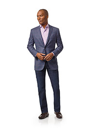 Custom Super 120's Wool - Slate Blue Plaid