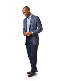 Super 120's Wool - Slate Blue Plaid