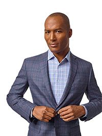 Custom Super 120's Wool - Slate Blue Plaid
