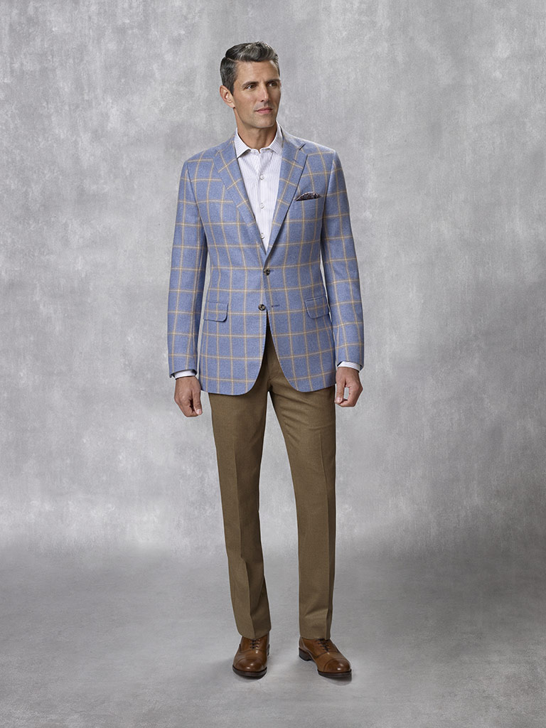 100% Cashmere - Blue Windowpane