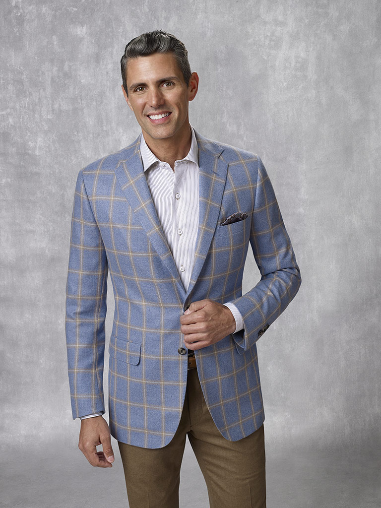 100% Cashmere - Blue Windowpane