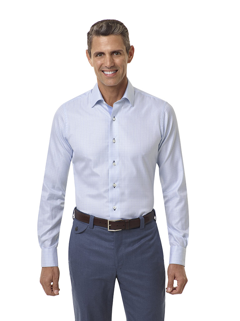 Light Blue Whale Check Dress Shirt