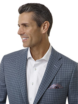 Solid White Dress Shirt with Light Blue Colored Buttonholes