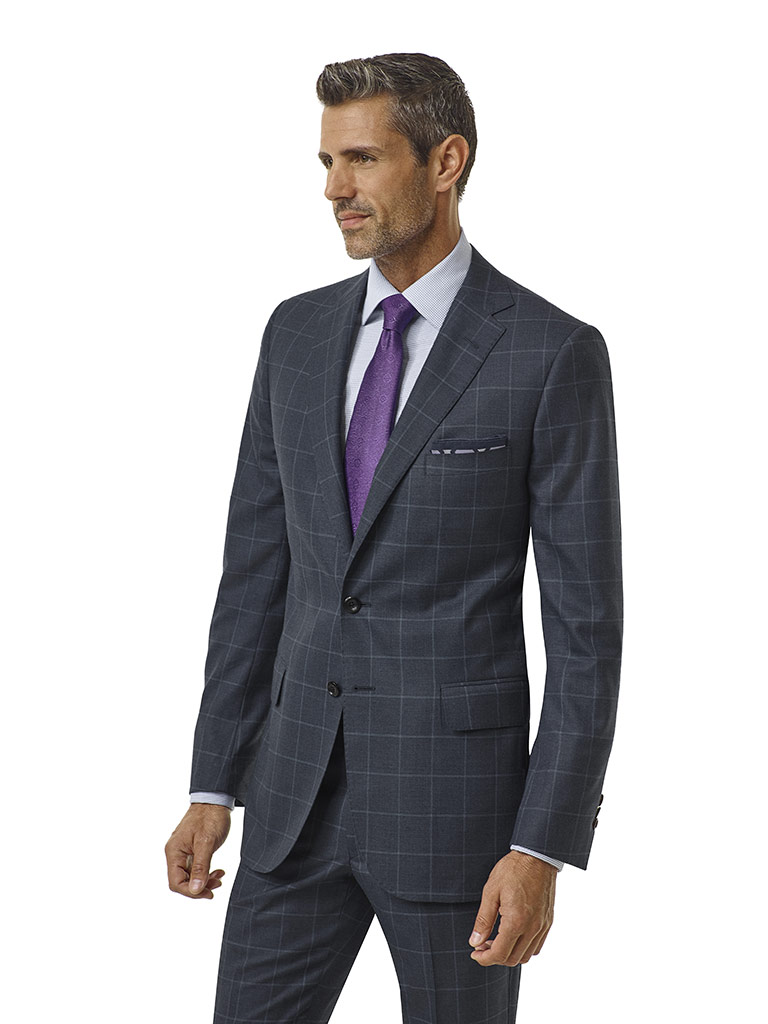 Slate Blue Windowpane Suit - Corporate Image